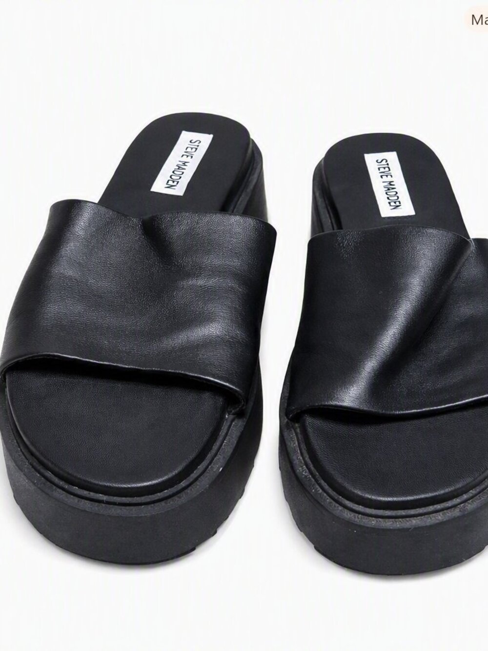 Steve Madden black platform slide sandals Size 8.5 Arwin